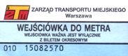 magnetyczny bilet pozwalający przejść przez bramki